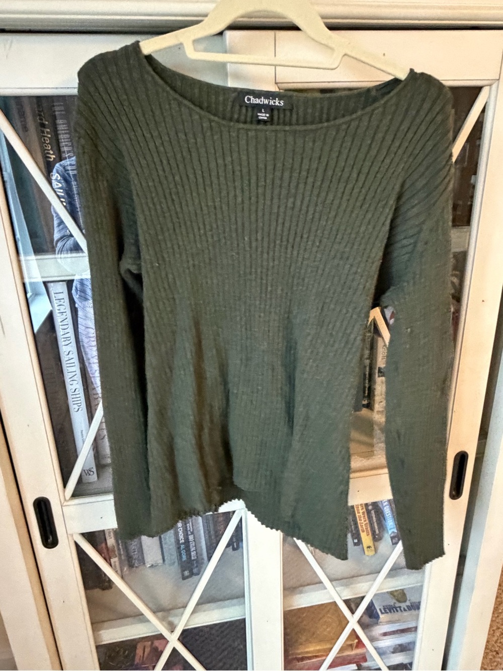 Chadwicks Olive Ribbed Boatneck Sweater